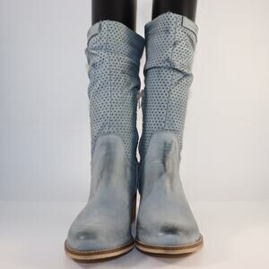 niu-LU‎ Perforated Leather Mid-Calf Boots – Made in Italy – EU 37